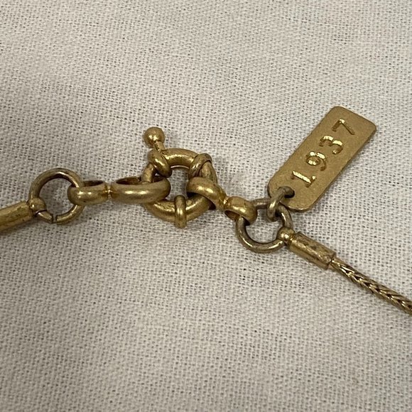 Madewell‎ 1937 Gold Tone Long Necklace with Rhinestone Large Gold Tone Beads - Picture 4 of 7